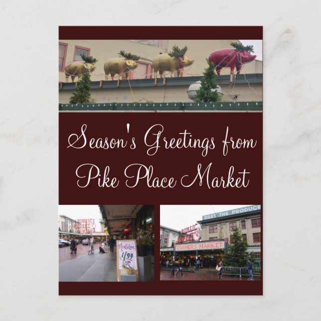 Cartão Postal De Festividades Natal de Seattle (Frente)