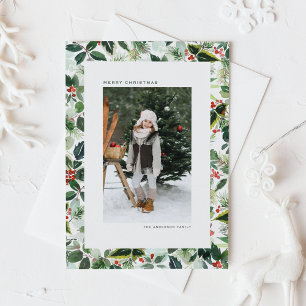 Cartão Postal De Festividades Natal de Winterberry Variegada para Watercolor