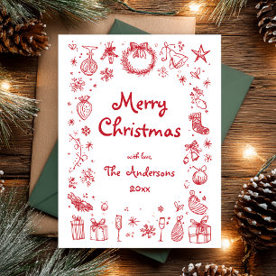Cartão Postal De Festividades Natal Desenhado à Mão 