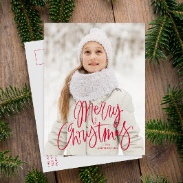 Cartão Postal De Festividades Natal Divertido com Letra Vermelha Foto 2