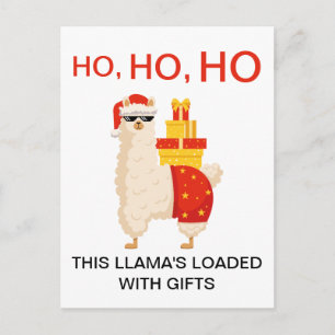 Cartão Postal De Festividades Natal Divertido Llama Papai Noel Disco Simples