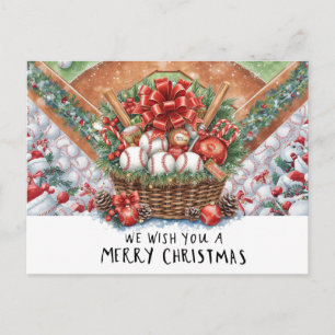 Cartão Postal De Festividades Natal do Baseball