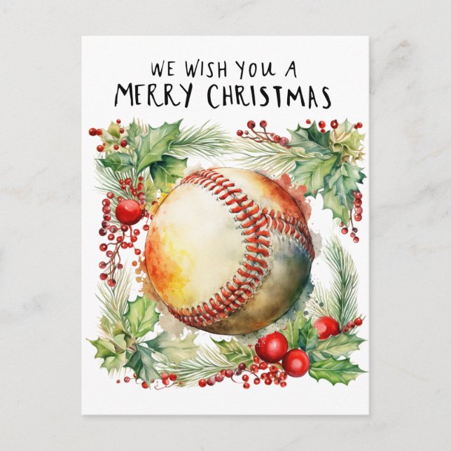 Cartão Postal De Festividades Natal do Baseball (Frente)