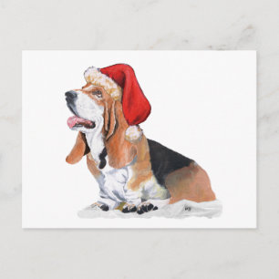 Cartão Postal De Festividades Natal do Basset Hound