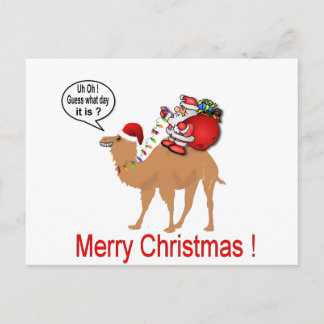 Cartão Postal De Festividades Natal do Camelo Hump Day com Papais noeis
