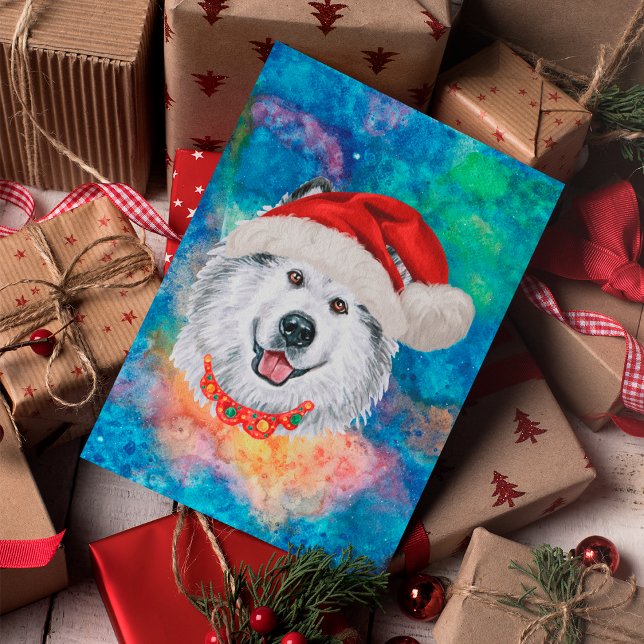 Cartão Postal De Festividades Natal do Cão Malamute do Alaska (Criador carregado)