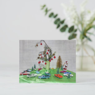Cartão Postal De Festividades Natal do carro clássico