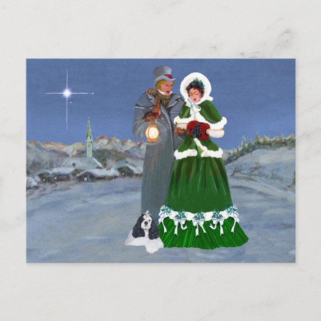 Cartão Postal De Festividades Natal do Cocker espanhol americano (Frente)