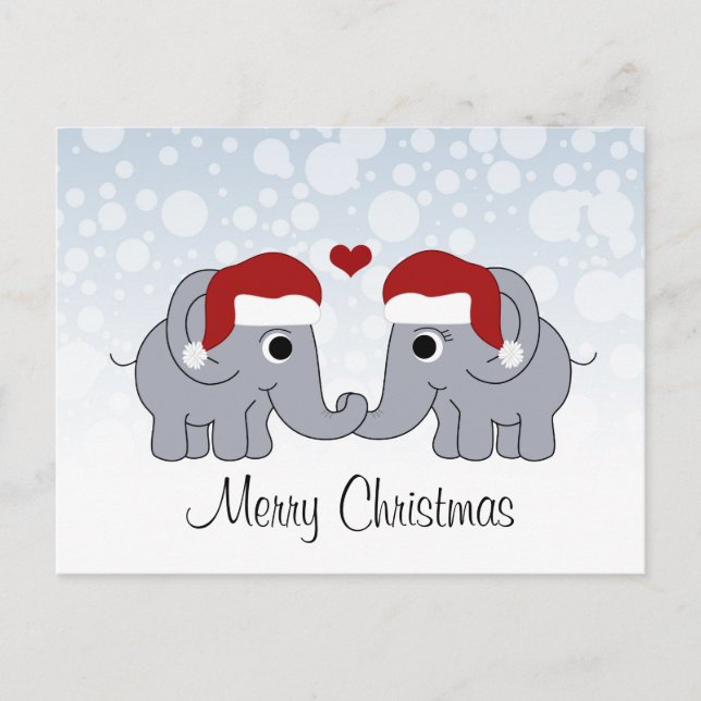 Cartão Postal De Festividades Natal do elefante (Frente)