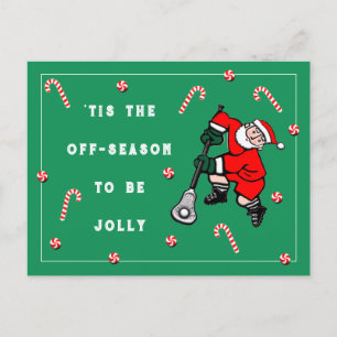 Cartão Postal De Festividades Natal do Esporte Lacrosse