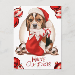 Cartão Postal De Festividades Natal do filhote de cachorro do lebreiro