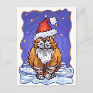 Cartão Postal De Festividades Natal do gato do gengibre
