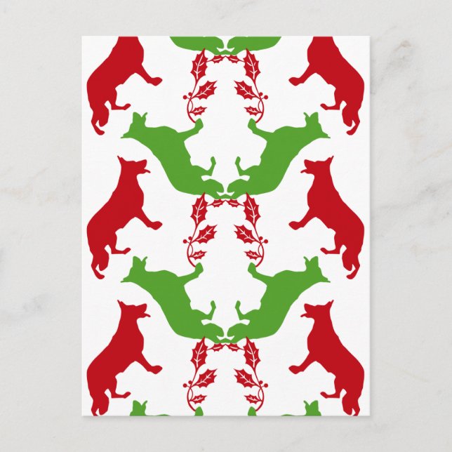 Cartão Postal De Festividades Natal do german shepherd (Frente)