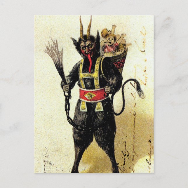 Cartão Postal De Festividades Natal do Krampus Assusty Demon Holiday (Frente)