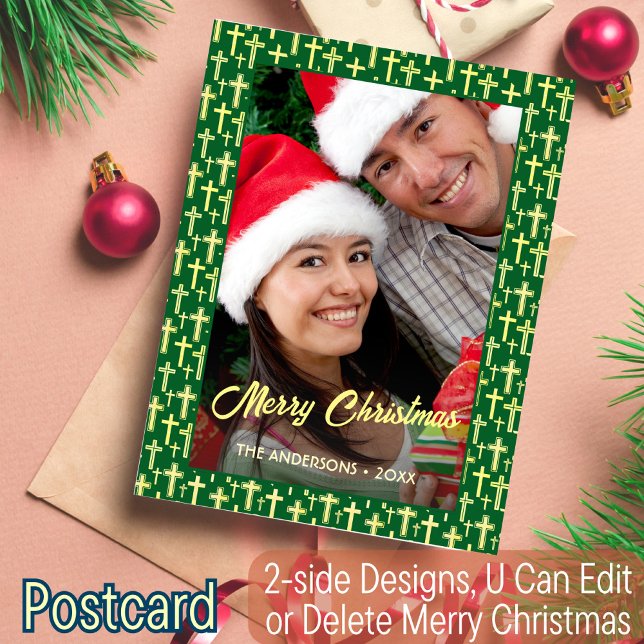 Cartão Postal De Festividades Natal do Script Elegante da Cruz Cristã (Criador carregado)