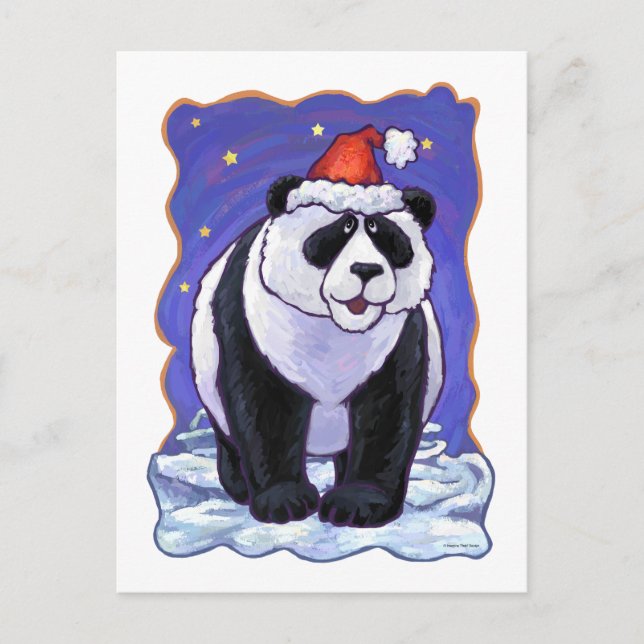 Cartão Postal De Festividades Natal do urso de panda (Frente)