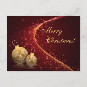 Cartão Postal De Festividades Natal dourado dos Baubles