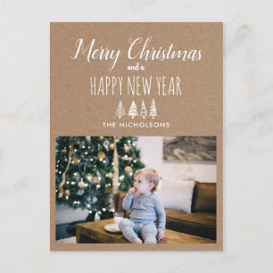 Cartão Postal De Festividades Natal e Ano Novo do Papel Kraft   Foto de Feriado