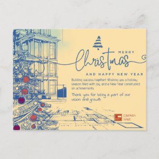 Cartão Postal De Festividades Natal e arquitetura do Elegante Blueprint