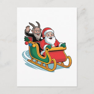 Cartão Postal De Festividades Natal e Krampus Malvado Escuro Horror Natal Xmas