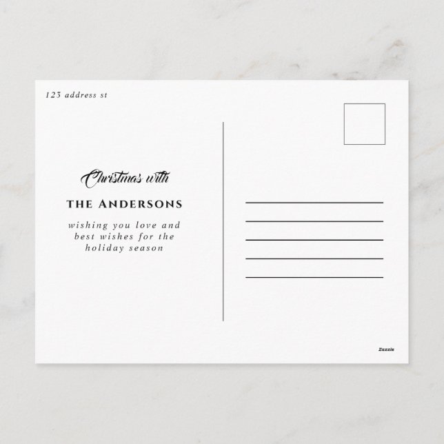 Cartão Postal De Festividades natal elegante de árvore de aquarela com feriados  (Verso)