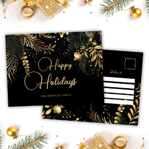 Cartão Postal De Festividades Natal Elegante Moderno Botânico Festivo