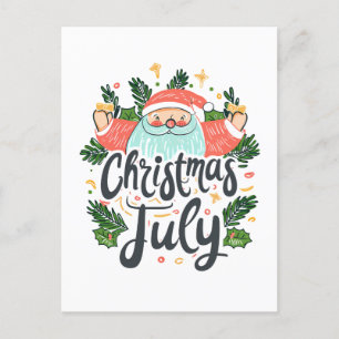 Cartão Postal De Festividades Natal em julho Diversão e Papai noel festivo