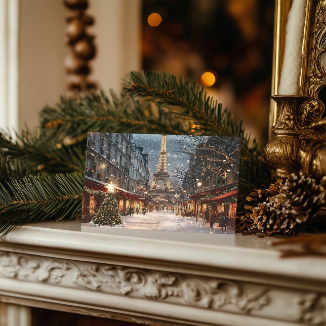 Cartão Postal De Festividades Natal em Paris: Torre Eiffel Iluminada (Criador carregado)