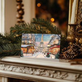 Cartão Postal De Festividades Natal em Paris: Torre Eiffel na Terra das Maravilh