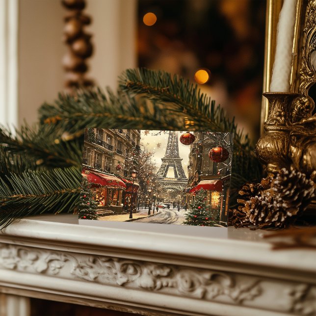 Cartão Postal De Festividades Natal em Paris: Torre Festiva Eiffel Boulevard (Criador carregado)