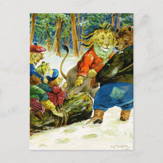 Cartão Postal De Festividades Natal em terra animal - A morada de Yule