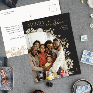 Cartão Postal De Festividades Natal exclusivo do Arch de Script Dourado Preto