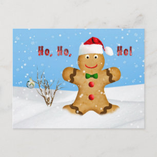 Cartão Postal De Festividades Natal, Feliz Homem de Gingerpão na neve