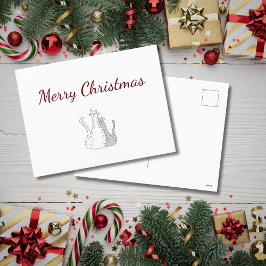 Cartão Postal De Festividades Natal Festivo Desenho de Gatos Fofos Férias 