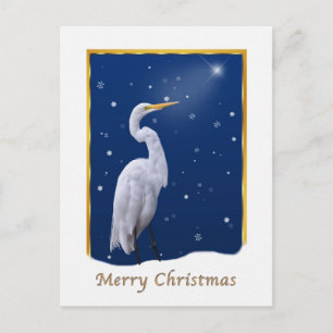 Cartão Postal De Festividades Natal, grande pássaro do Egret, religioso