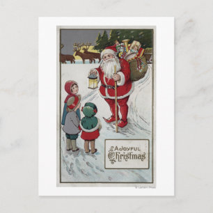 Cartão Postal De Festividades Natal GreetingSanta que fala aos miúdos