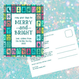 Cartão Postal De Festividades Natal Grid Caprichoso Personalizado Fofo