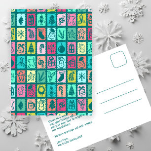 Cartão Postal De Festividades Natal Grid Caprichoso Personalizado Fofo