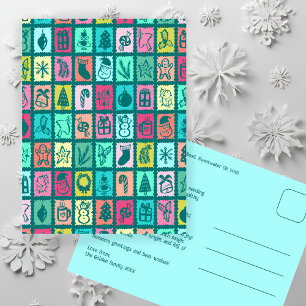 Cartão Postal De Festividades Natal Grid Caprichoso Personalizado Fofo