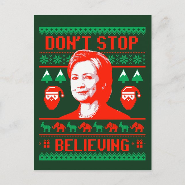 Cartão Postal De Festividades Natal Hillary - Não pare de acreditar - (Frente)