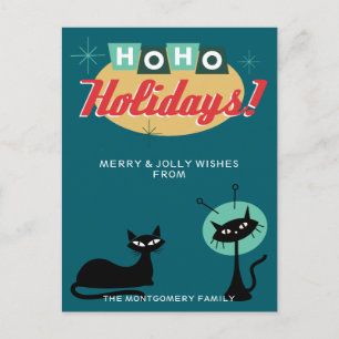 Cartão Postal De Festividades Natal Ho Ho Férias Midcentury Modern