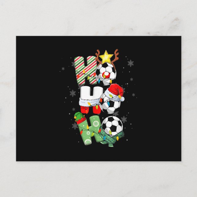 Cartão Postal De Festividades Natal Ho-Ho-Ho Papai Noel Rena Soccer Xmas para (Frente)