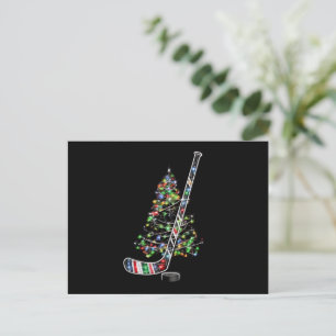Cartão Postal De Festividades Natal Hockey Sports Ball Santa Hat Xmas