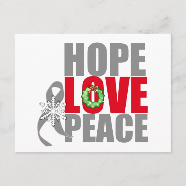Cartão Postal De Festividades Natal Holiday Hope Love Peace Brain Cancer (Frente)