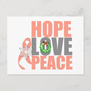 Cartão Postal De Festividades Natal Holiday Hope Love Peace Uterine Cancer