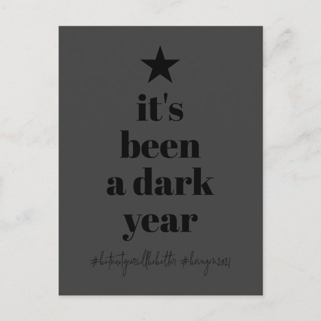 Cartão Postal De Festividades Natal Humorístico Preto 2020 Refazer Árvore de Nat (Frente)