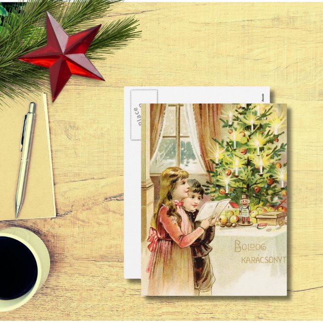Cartão Postal De Festividades Natal húngaro 1902 (Criador carregado)