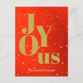 Cartão Postal De Festividades Natal Joy Red Dourado Elegante