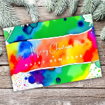 Cartão Postal De Festividades Natal LGBTQ<br><div class="desc">Vamos espalhou amor e aceitação nesta temporada de festas! Este cartão de feriado moderno apresenta cores brilhantes do arco-íris. Sacudir a placa e personalize o texto,  a fonte e as cores com as Ferramentas de Design.</div>