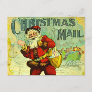 Cartão Postal De Festividades Natal Mail Santa Claus Vintage - Arte do Cartão de